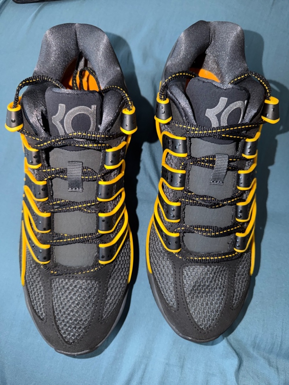 Nike Black and Yellow KD Basketball Sneakers